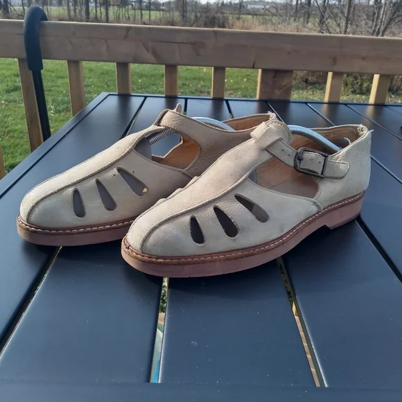 Men's Vintages Roots Leather Shoes, Sandals, Size 10.5D, Light Tan / Nude - Picture 10 of 13